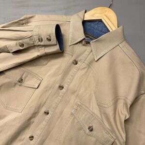 Vintage Roper Men's Tan Long Sleeve Button Up Western‎ Shirt Size Medium